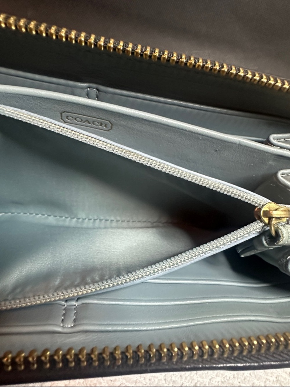 Coach Black Leatherware Zip Wallet with Gold Buckle Details - Picture 9 of 9